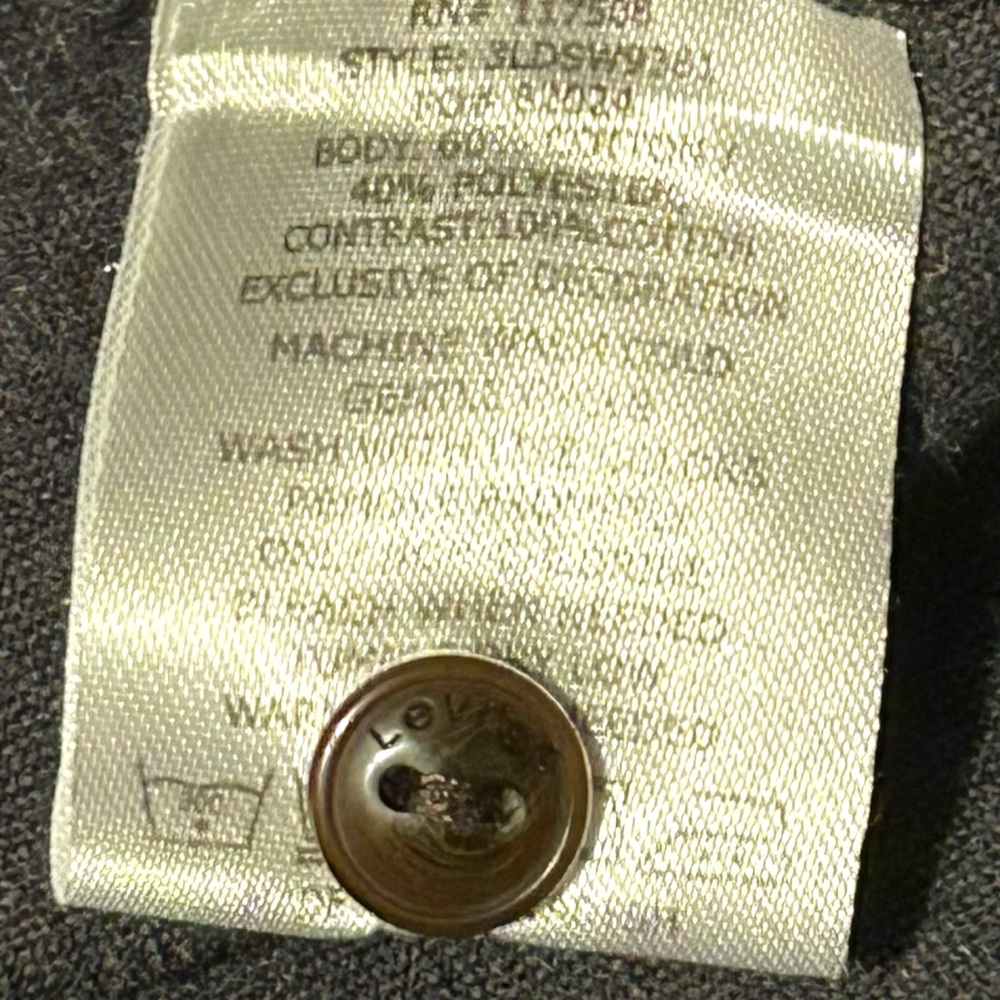 Men’s Levi’s Button Front Shirt XL Gray Pocket Short Sleeves - Picture 4 of 7